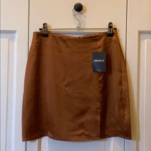 Forever 21 Satin Orange Brown Mini Skirt